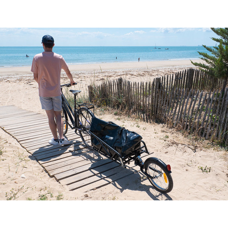 Attelage REMORQUE de VÉLO (VTT) MONO-ROUE!! (One-wheel bicycle trailer) 