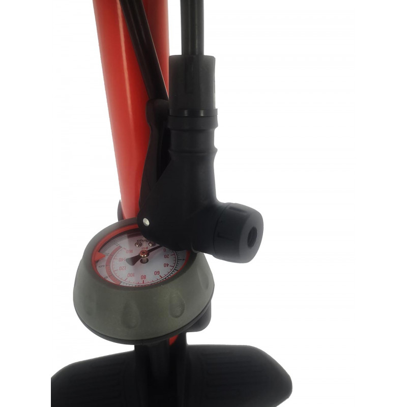 ACROPAQ BP1 - Pompe à pied avec valve de pression avec adaptateurs - Pompe  à air pratique pour vélo avec grand manomètre convenant à toutes les valves  SV AV DV
