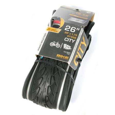 Pneu city 26X1,75 reflectives anti-crevaison tringles souples