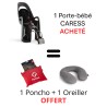 Lot Porte Bébé CARESS Vert/Noir Fixation Cadre + Poncho de pluie + Oreiller cerv
