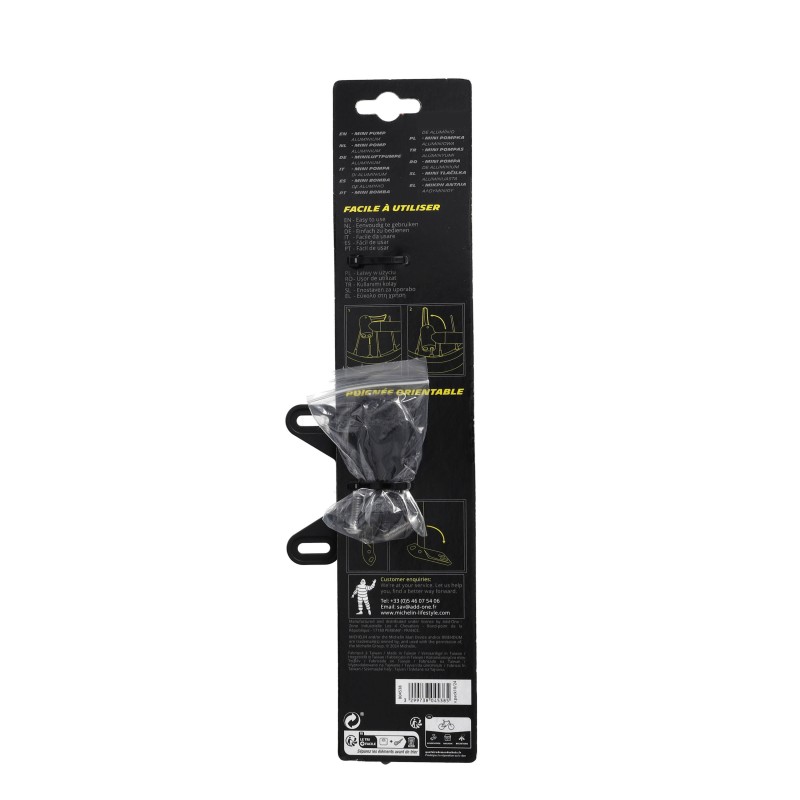 Mini Pompe à Vélo MICHELIN Micro+ – Ultra Légère (53g), Pression 8 Bars, Compatible Presta Et Schrader