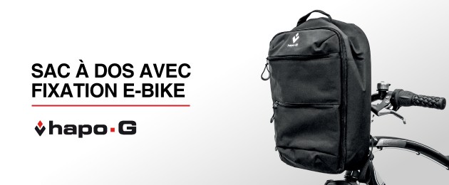 Sac à dos Hapo G avec fixation de vélo universelle sur cintre