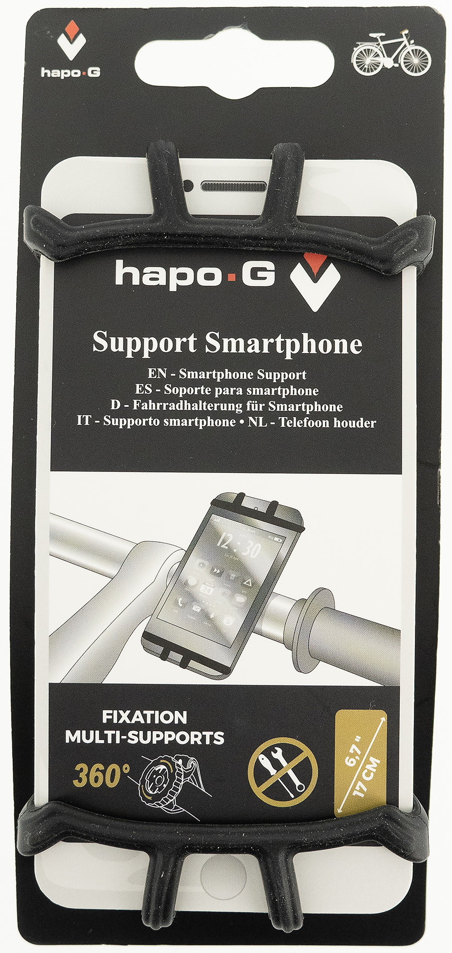 Hapo G SUPPORT SMARTPHONE EN SILICONE FIXATION MULTI-SUPPORTS