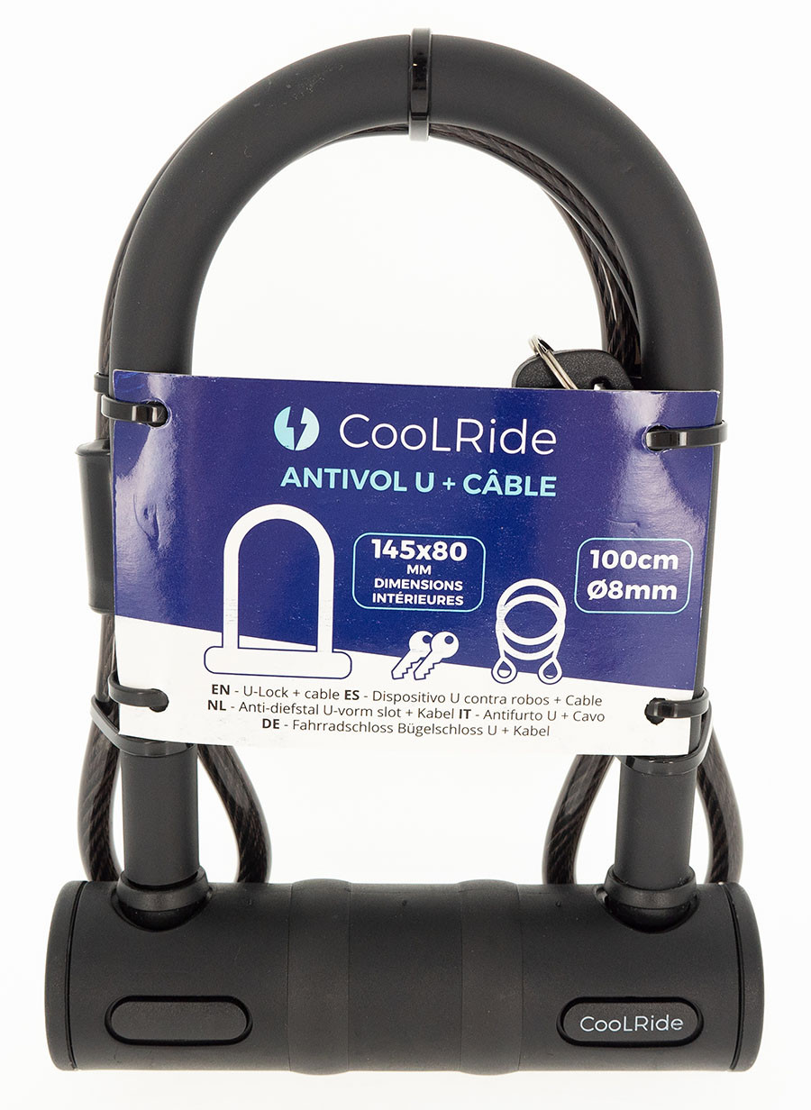 Cool ride ANTIVOL U + CÂBLE Ø8 X 1M