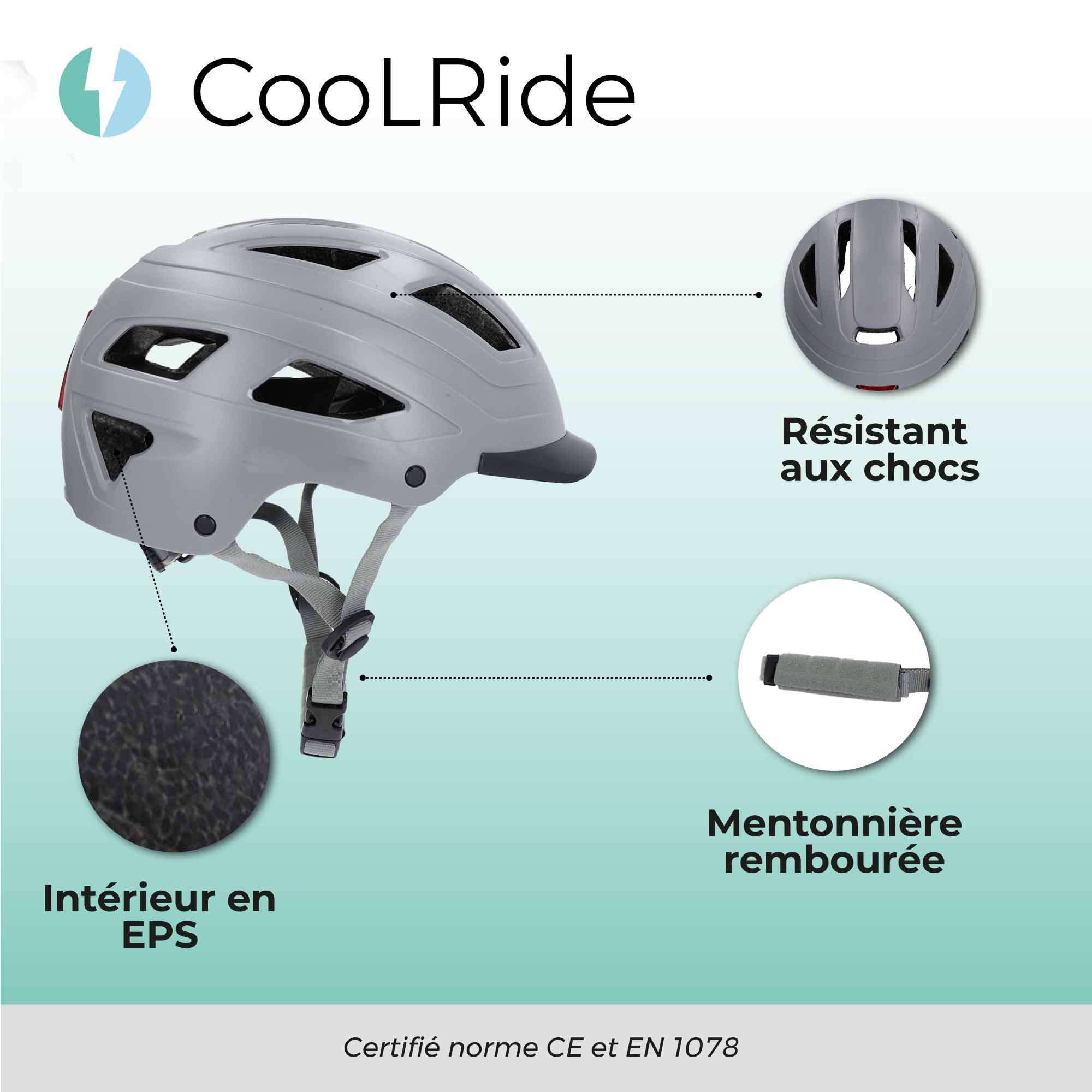 Cool ride CASQUE ADULTE URBAIN AVEC LED TAILLE L (59/61 CM)