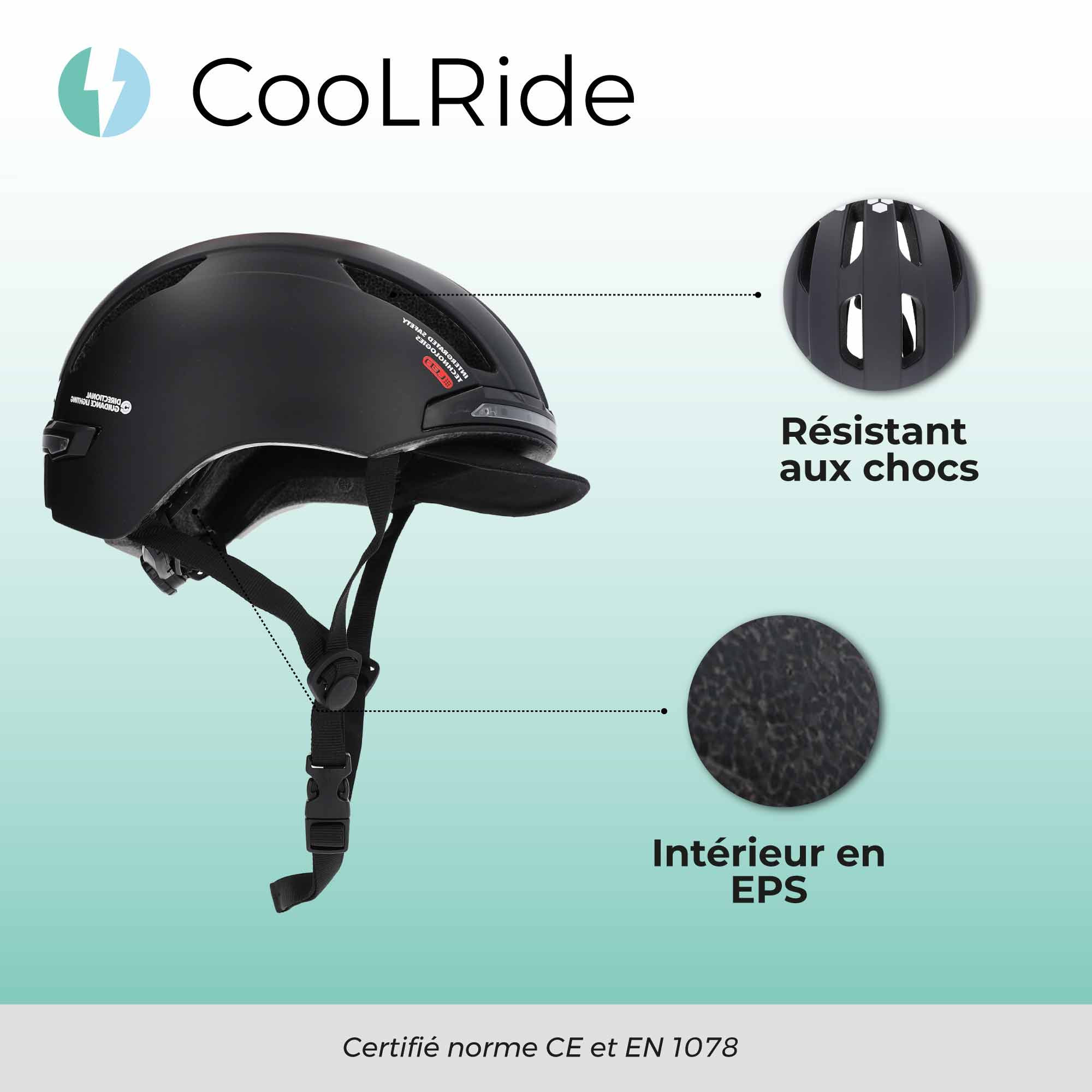 Cool ride CASQUE URBAIN AVEC CLIGNOTANT INTÉGRÉ T 52/58 CM