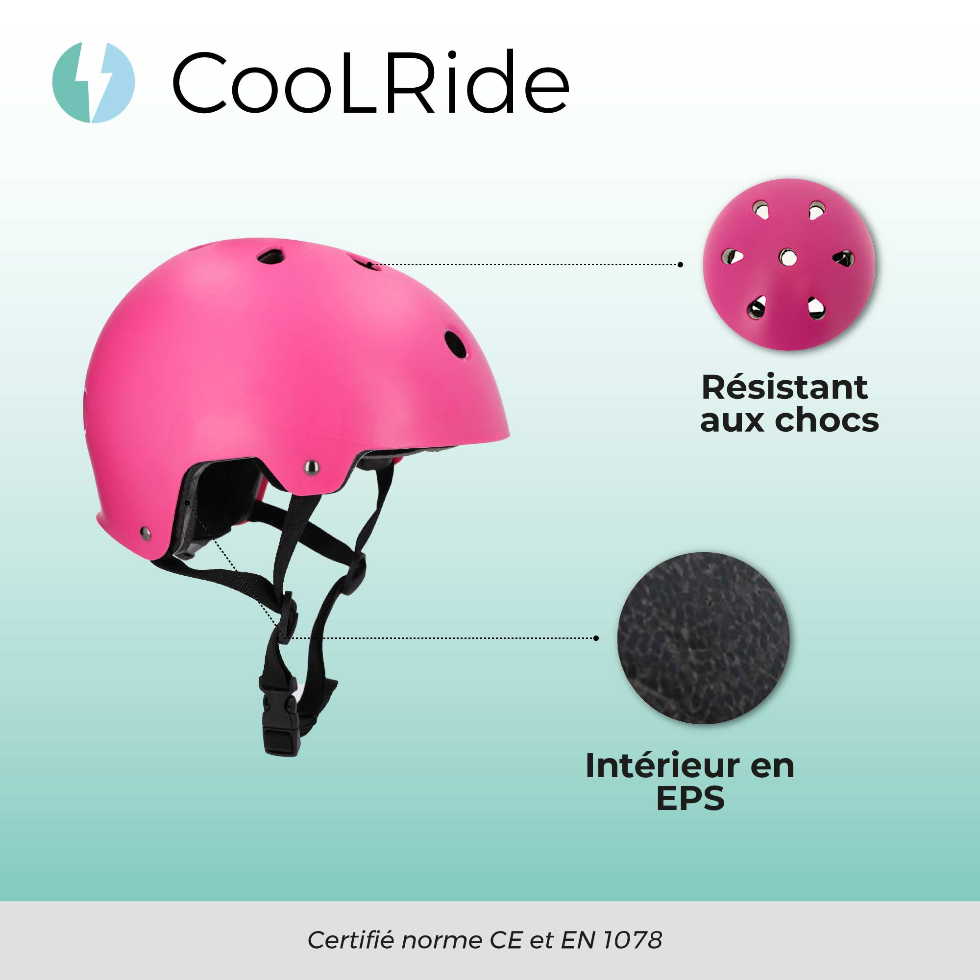 Cool ride CASQUE MULTISPORT AVEC HEADLOCK ROSE T 48-54 CM
