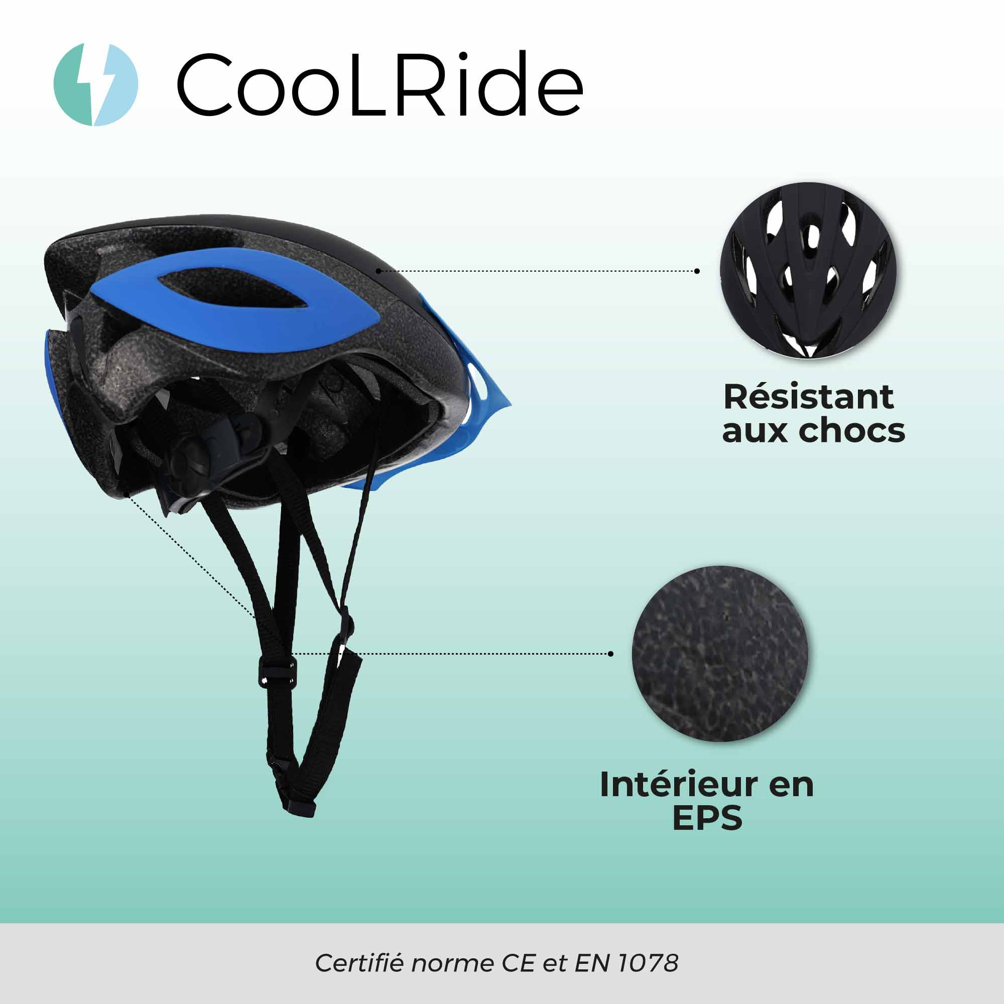 Cool ride CASQUE ADULTE AVEC HEADLOCK NOIR T 58-62 CM