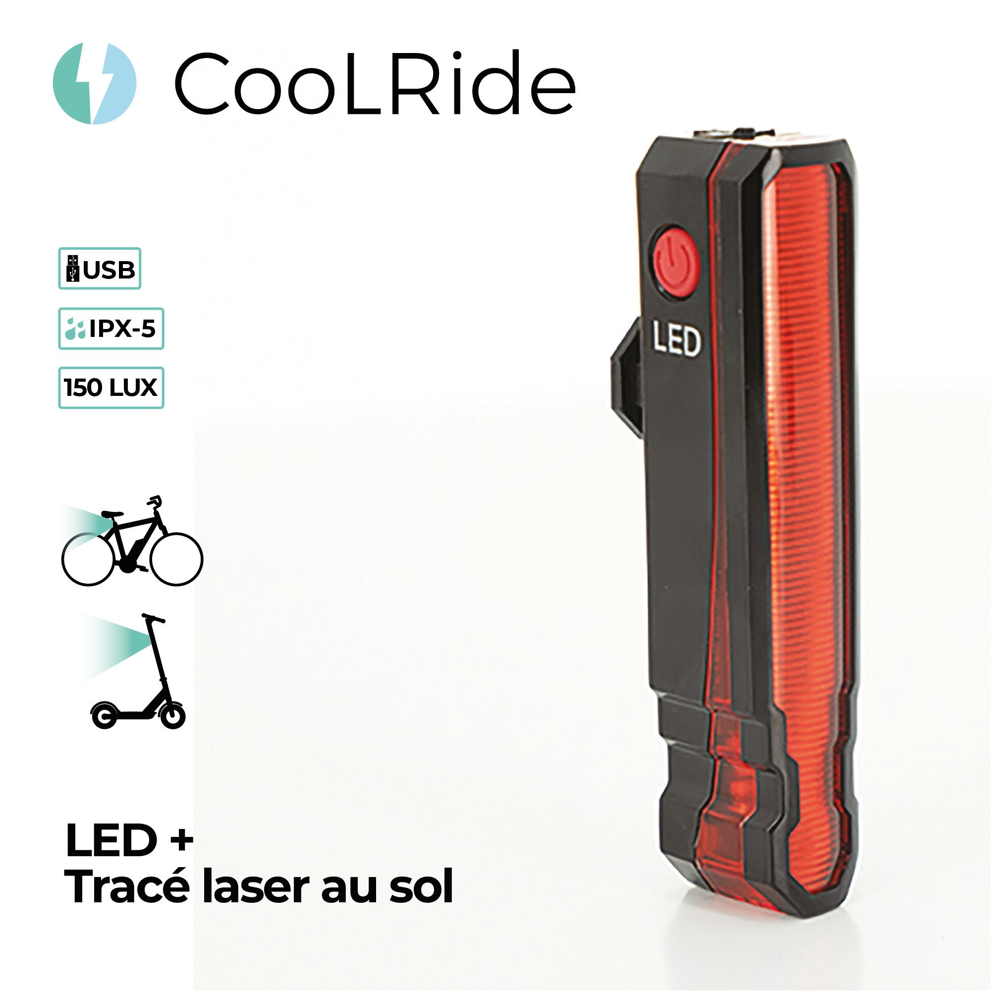 Cool ride ECLAIRAGE ARRIÈRE LED USB AVEC LASER