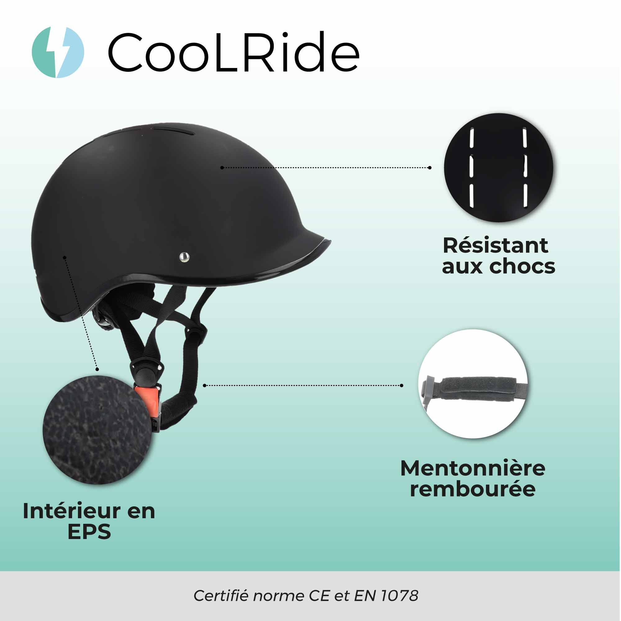 Cool ride CASQUE URBAIN AVEC VISIÈRE AVEC HEADLOCK NOIR L (59-61 CM)