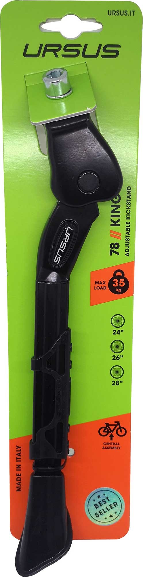 Ursus Béquille latérale king mini rear, black - 18mm plate - 20 | 17.99 € - Culture Vélo