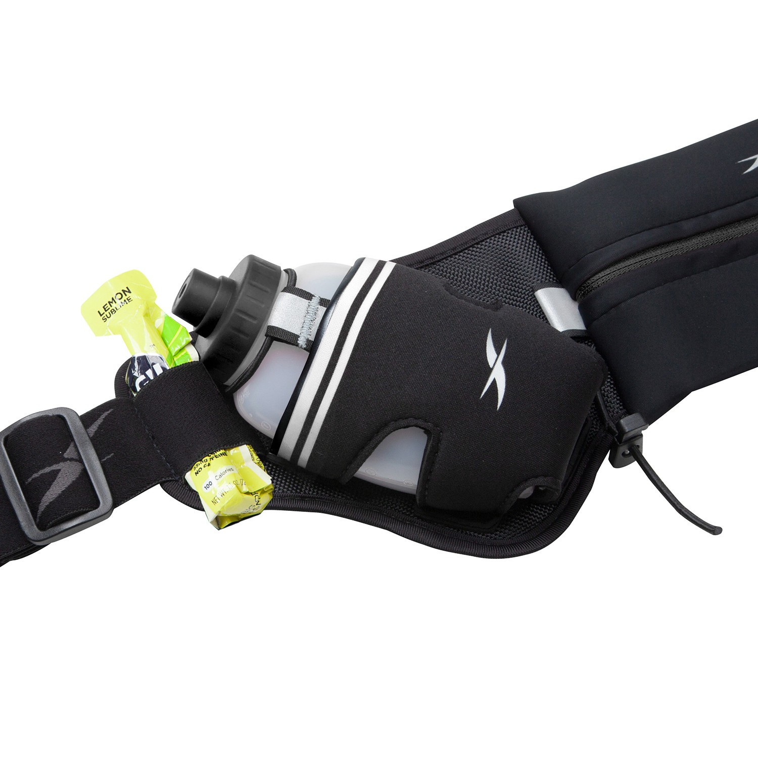 Ceinture D'hydratation Running Fluorescente – 2 Gourdes 175ml, Poche Imperméable 22cm, Antidérapante, Réfléchissante, Garantie à Vie