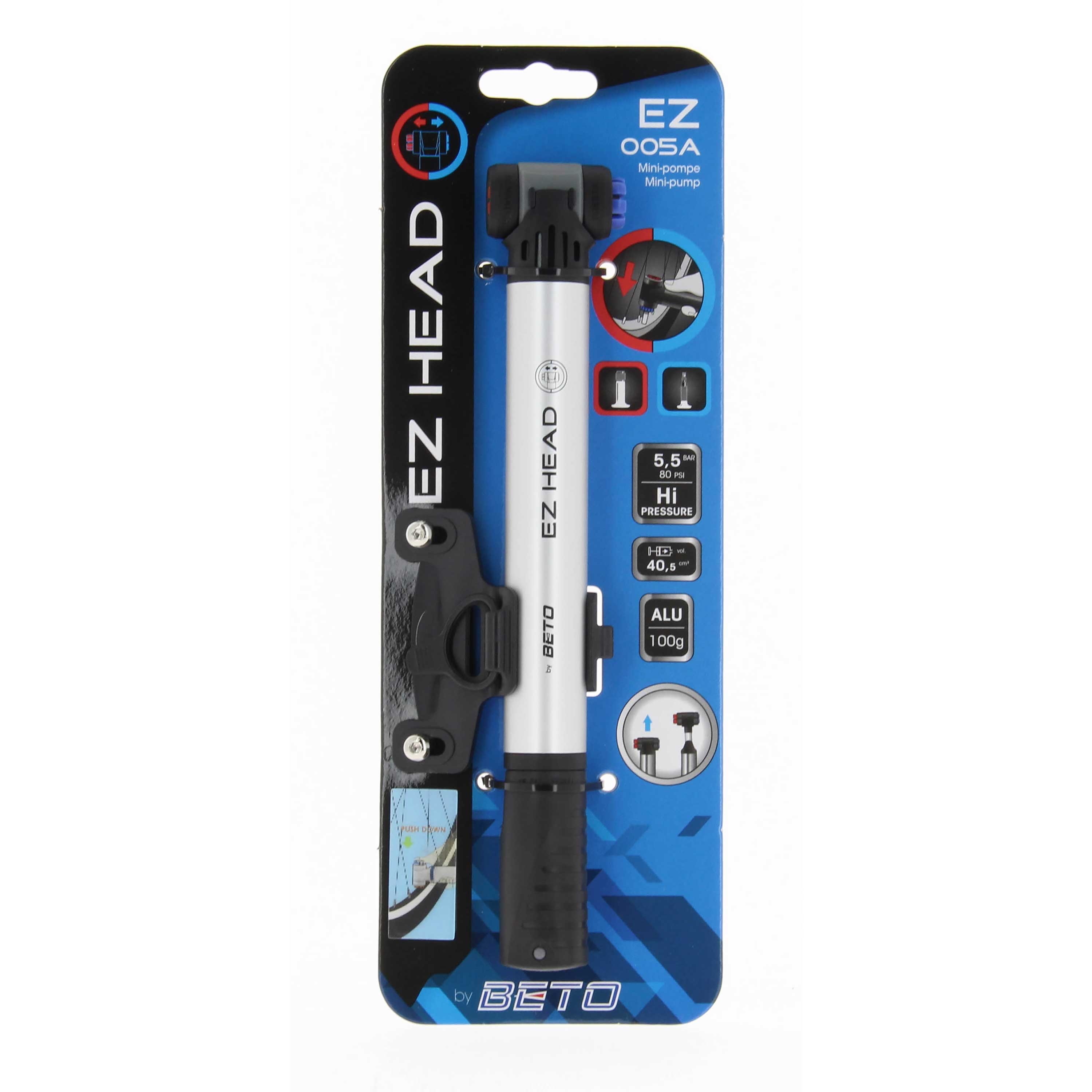 Beto Mini pompe alu haute pression ez head au meilleur prix avec Vélo Station
