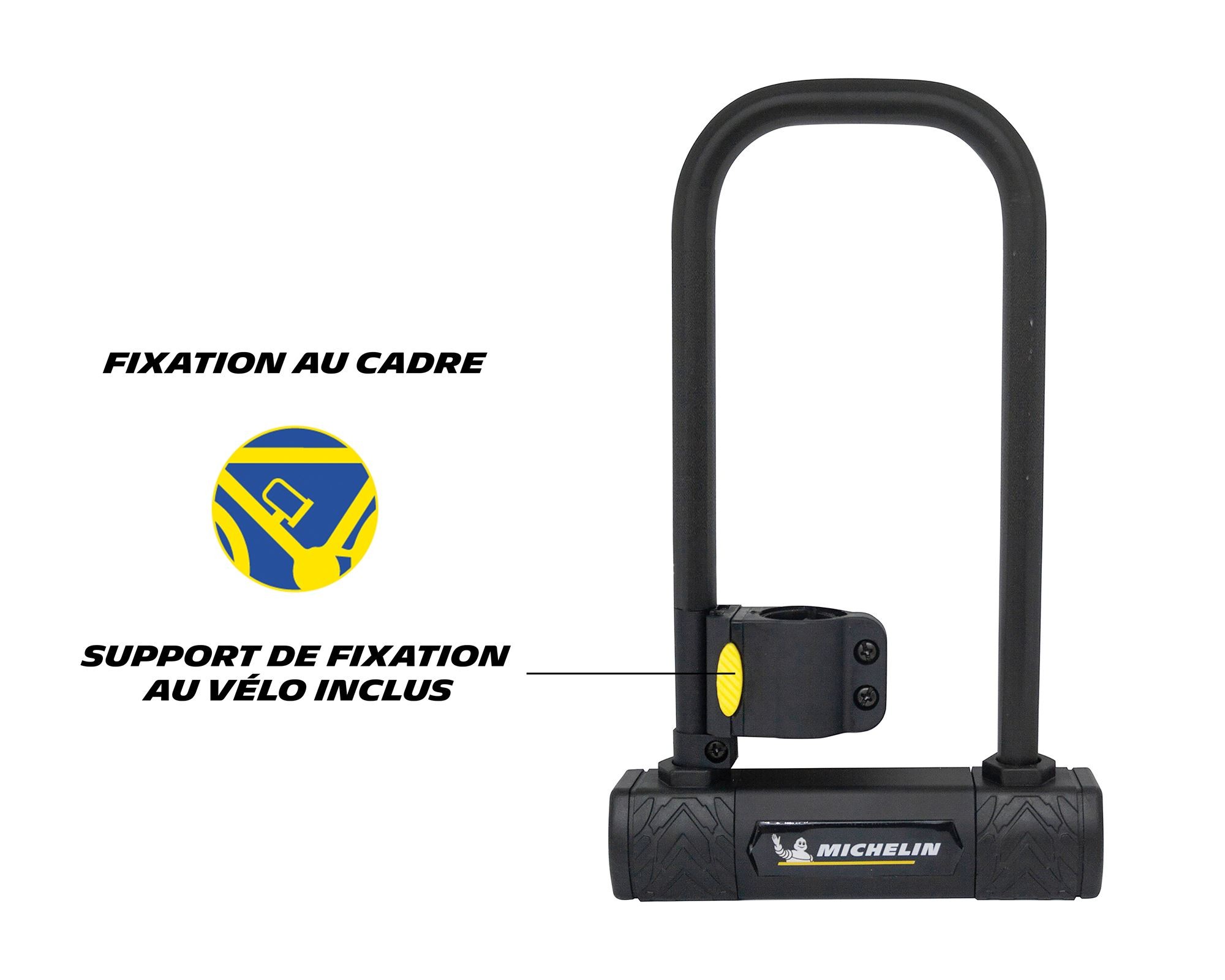 Antivol Vélo U MICHELIN 245x105mm - À Clé Avec Support De Fixation
