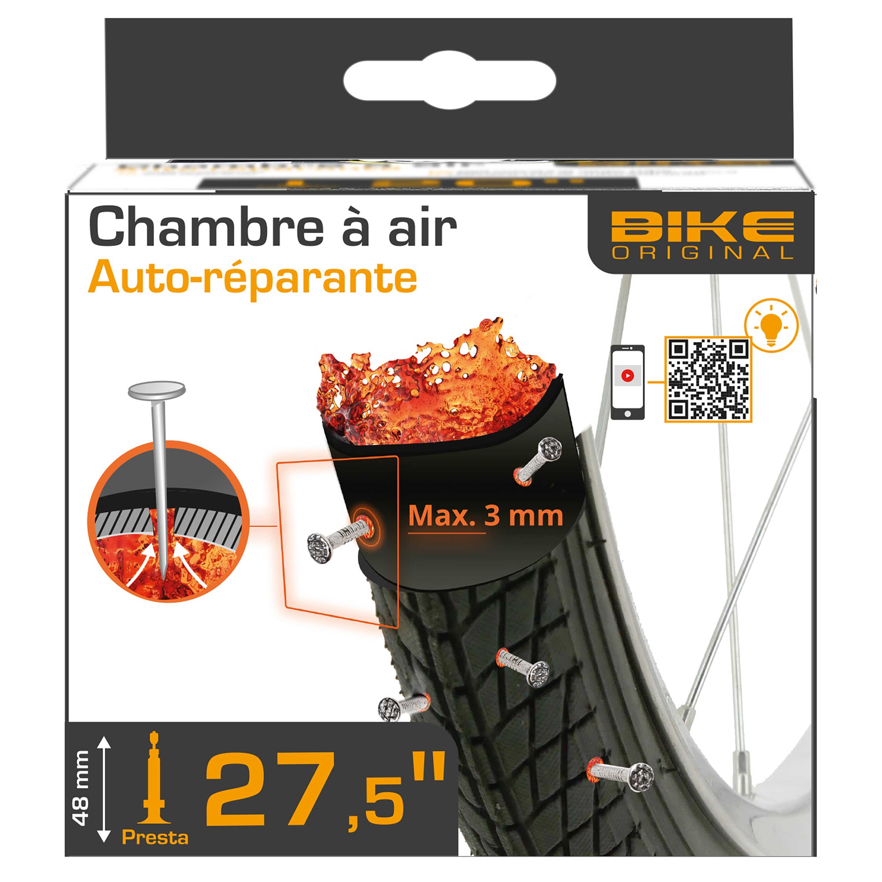 Bike Original CHAMBRE A AIR AUTO-RÉPARANTE 27,5'' X1,90/2,20 – 50/57-584 PV 48MM
