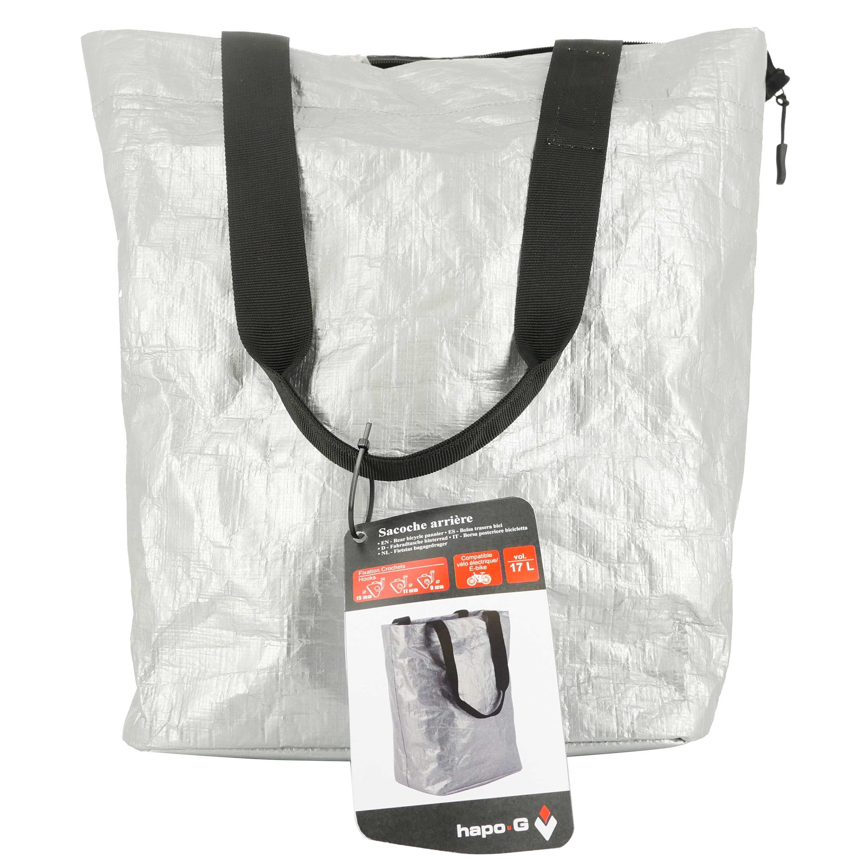 Hapo G SACOCHE ARRIERE PP RECYCLE FIXATION PORTE-BAGAGES - GRIS