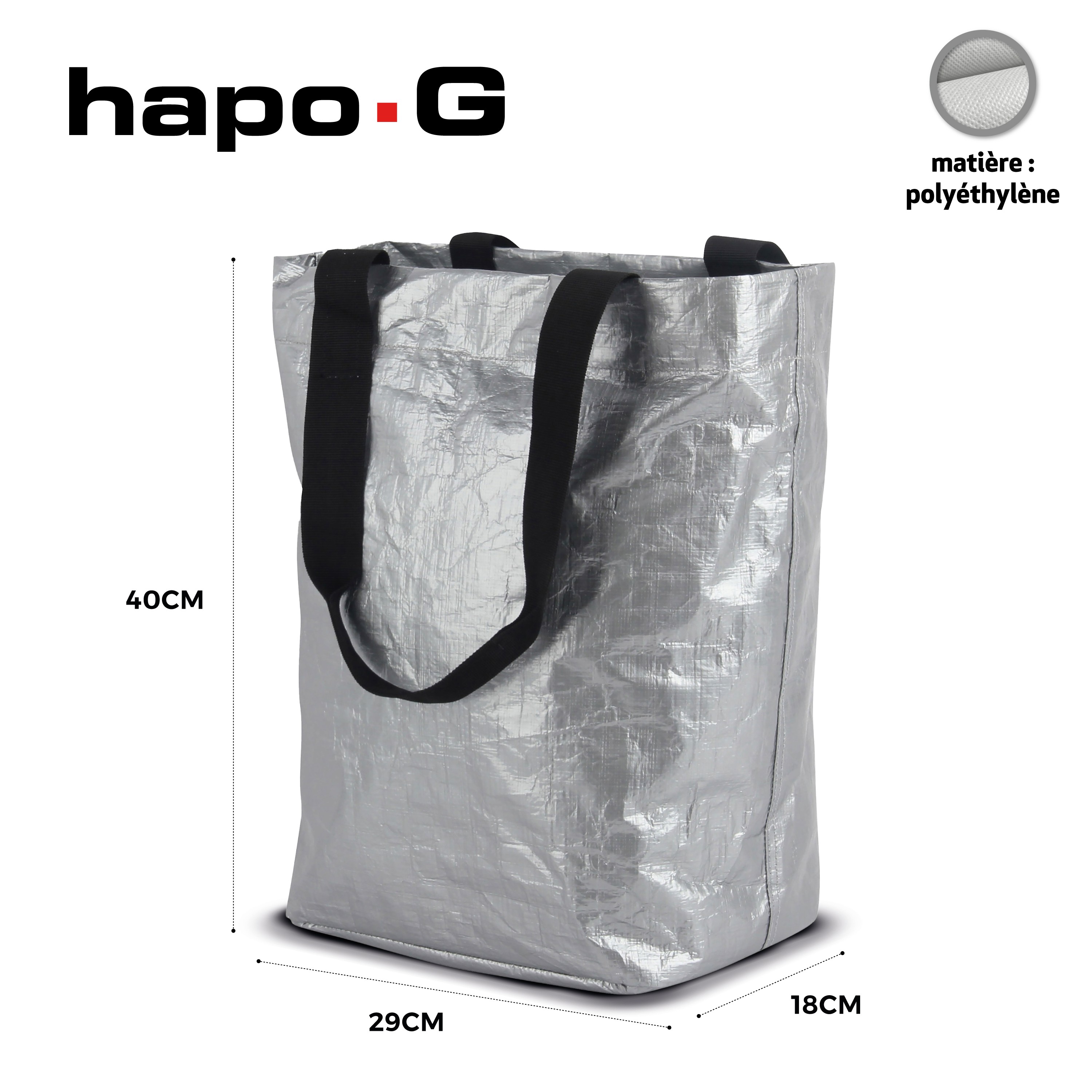 Hapo G SACOCHE ARRIERE PP RECYCLE FIXATION PORTE-BAGAGES - GRIS