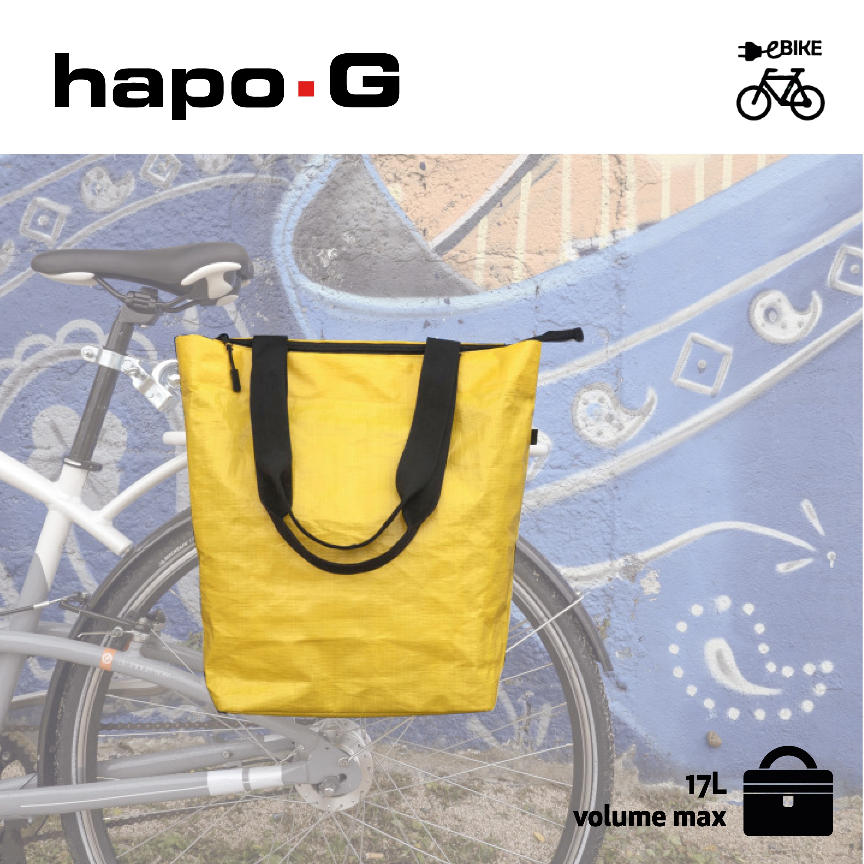 Hapo G SACOCHE ARRIERE PP RECYCLE FIXATION PORTE-BAGAGES - GRIS