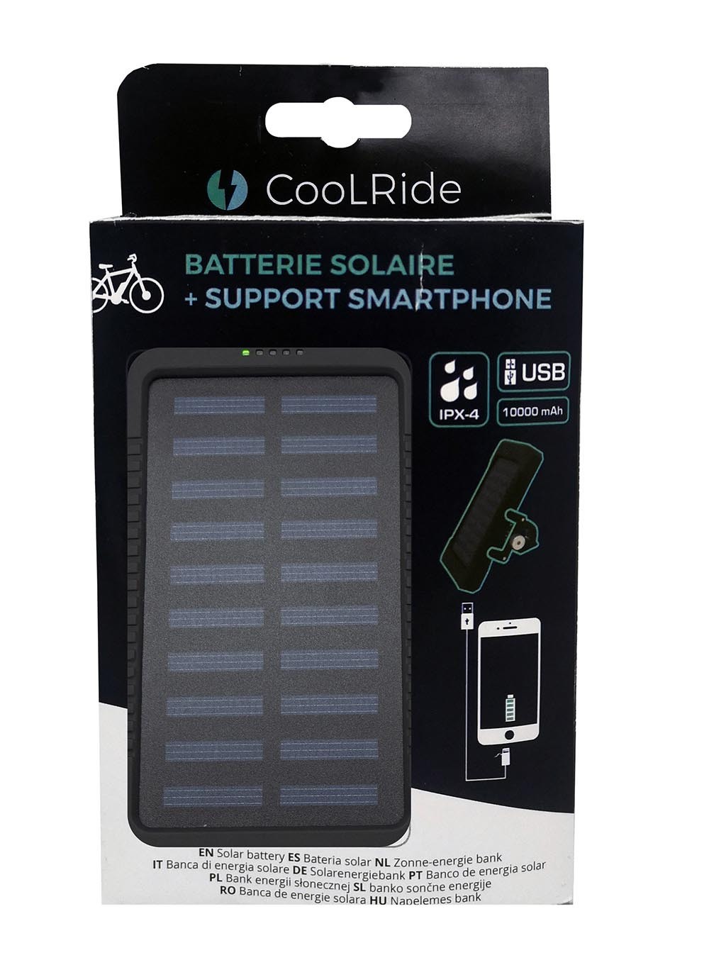Kit Support Vélo COOL RIDE Avec Batterie Solaire - Recharge Smartphone En Balade