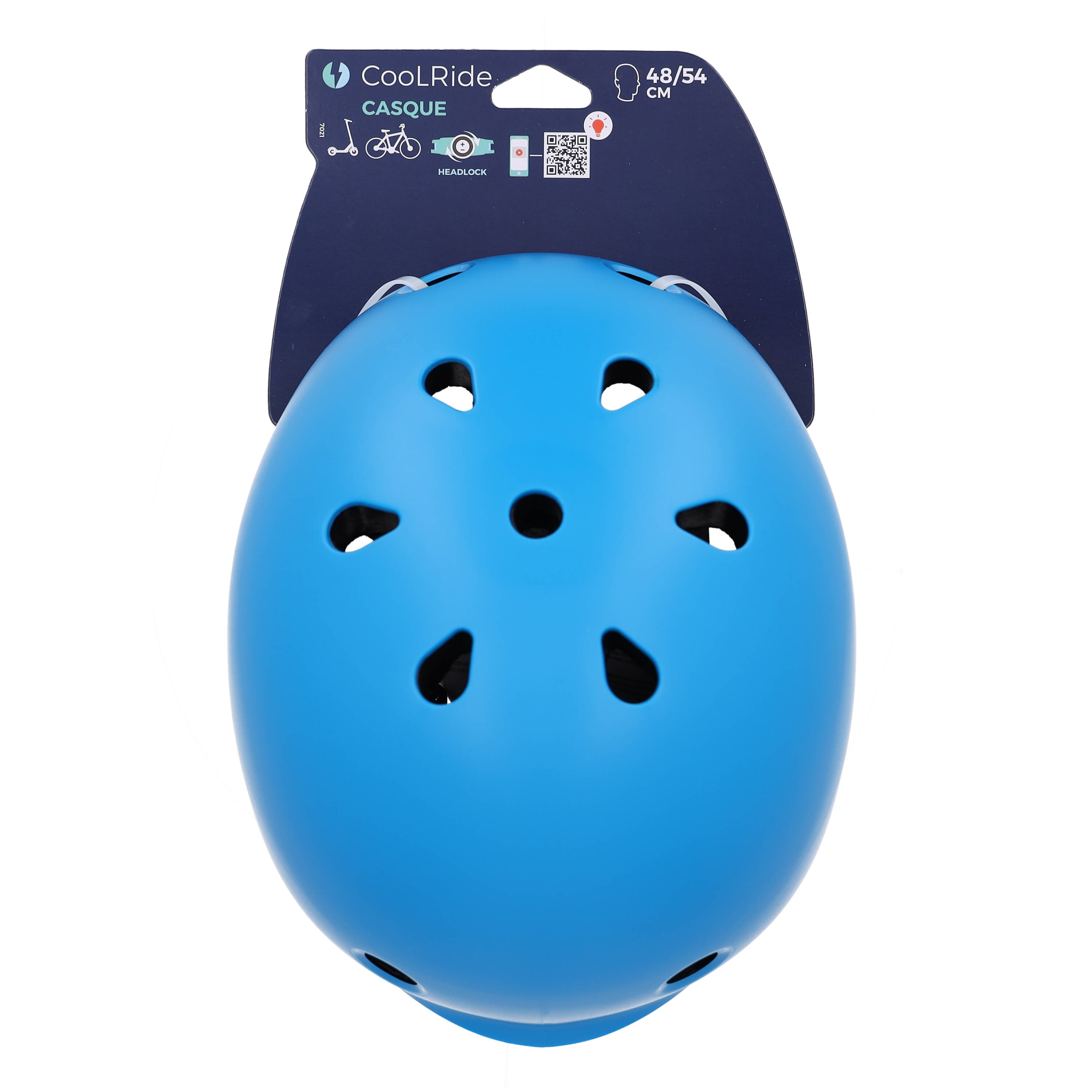 Casque Multi-Sports Cool Ride Taille 53-59 Cm – Bleu, Écran Clair, Pour Vélo Et Trottinette