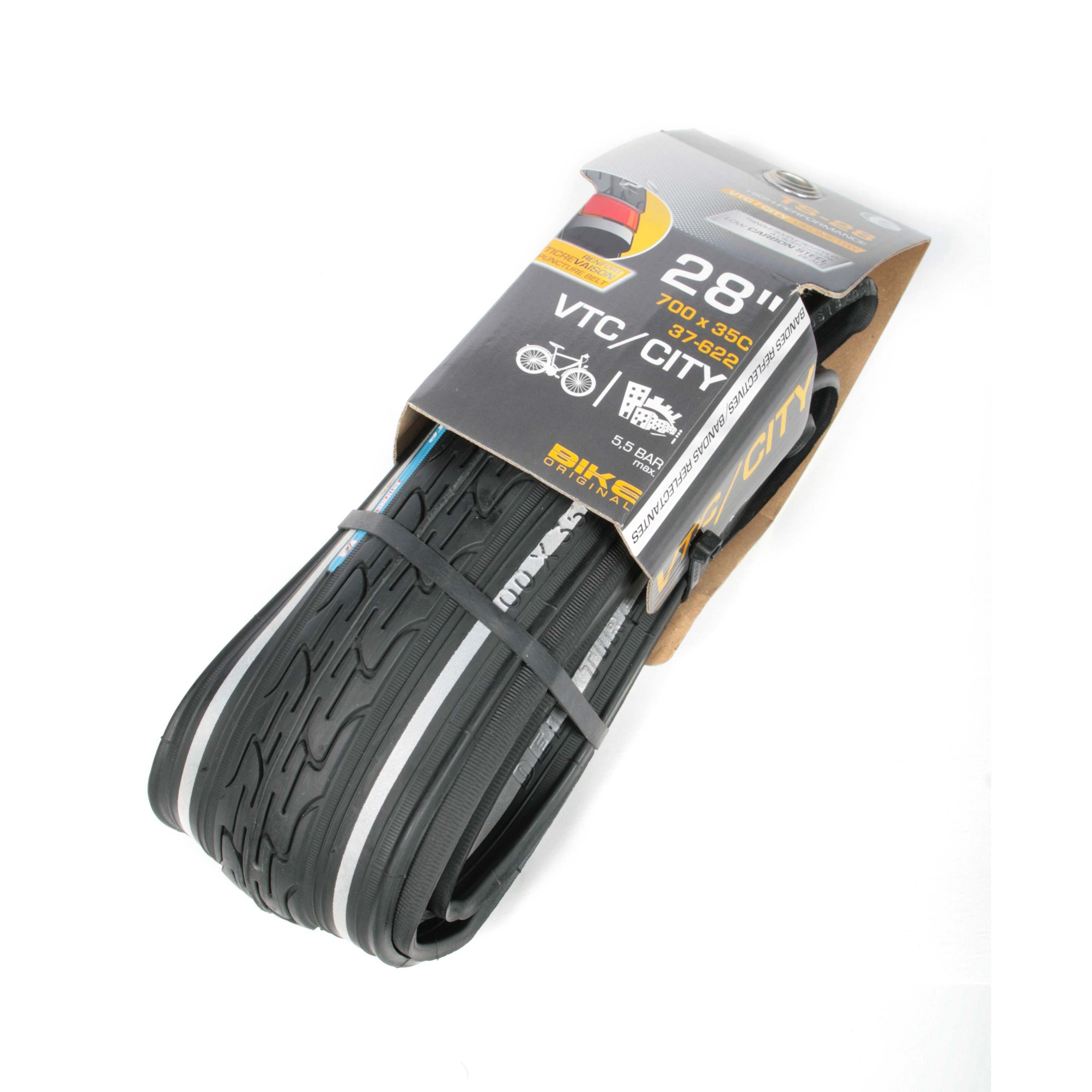 Bike Original Pneu VTC 700X35C reflectives anti-crevaison tringles souples