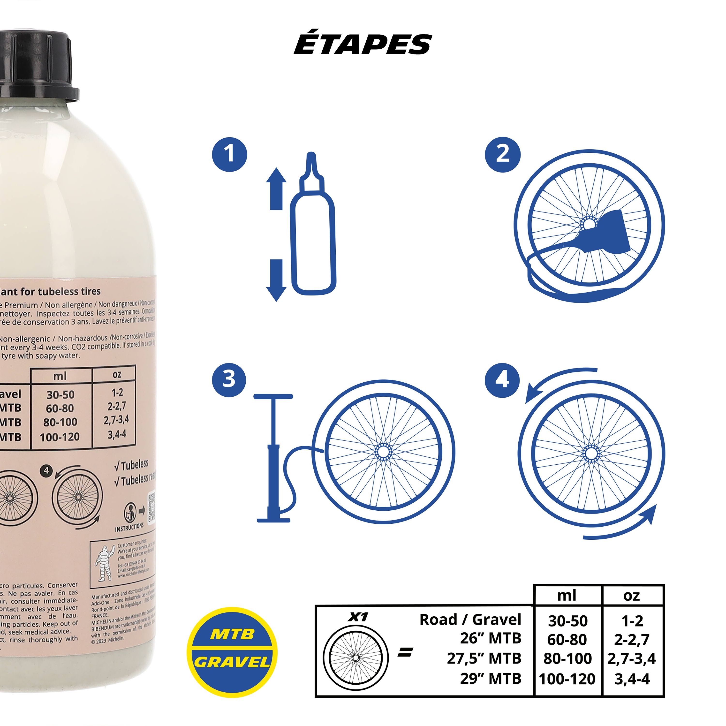 Michelin PREVENTIF ANTI-CREVAISON SEALANT POUR PNEU VTT ET GRAVEL TUBELESS (1L)