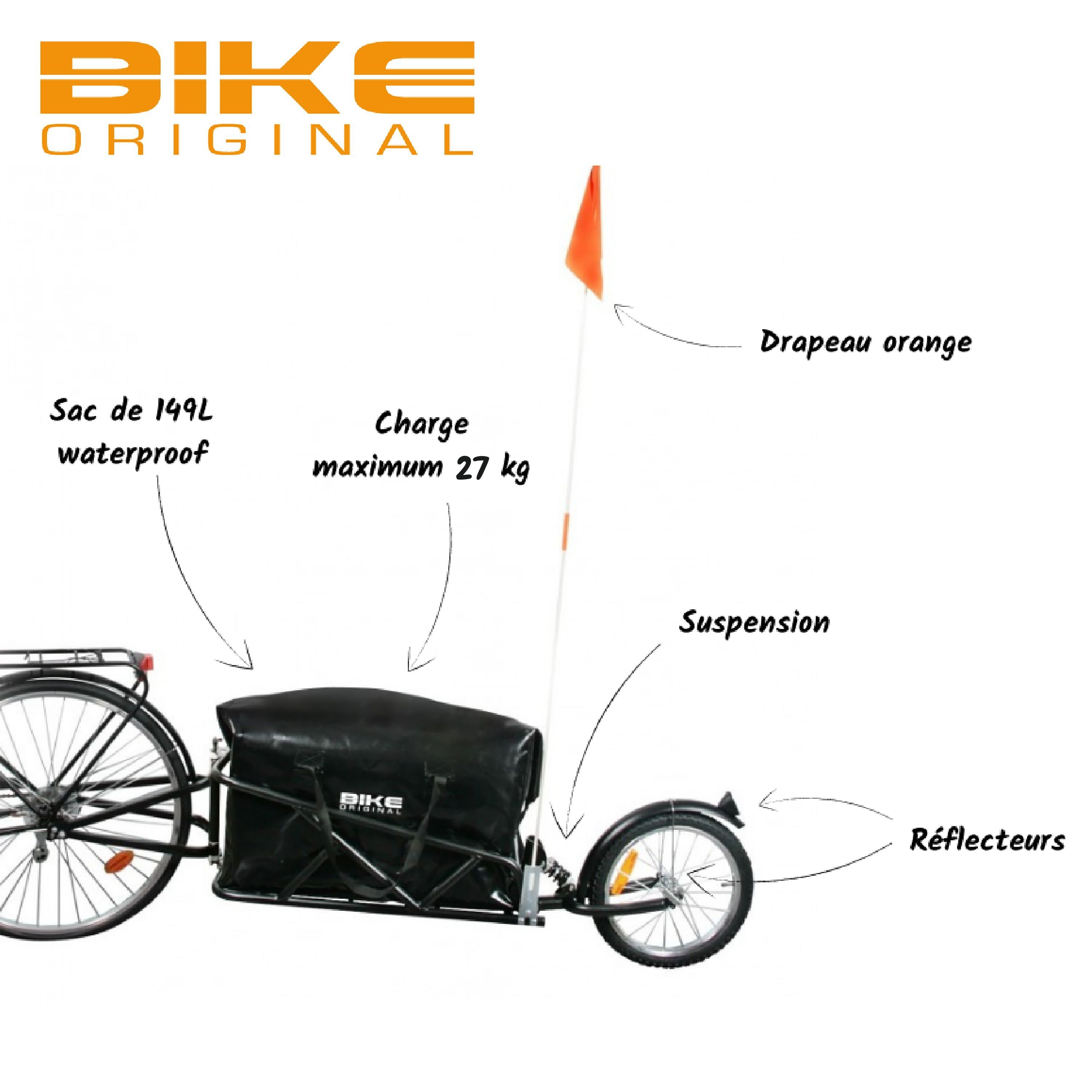 Remorque Mono Roue Velo Bike Original Remorque Roue € Culture Vélo - Main Image