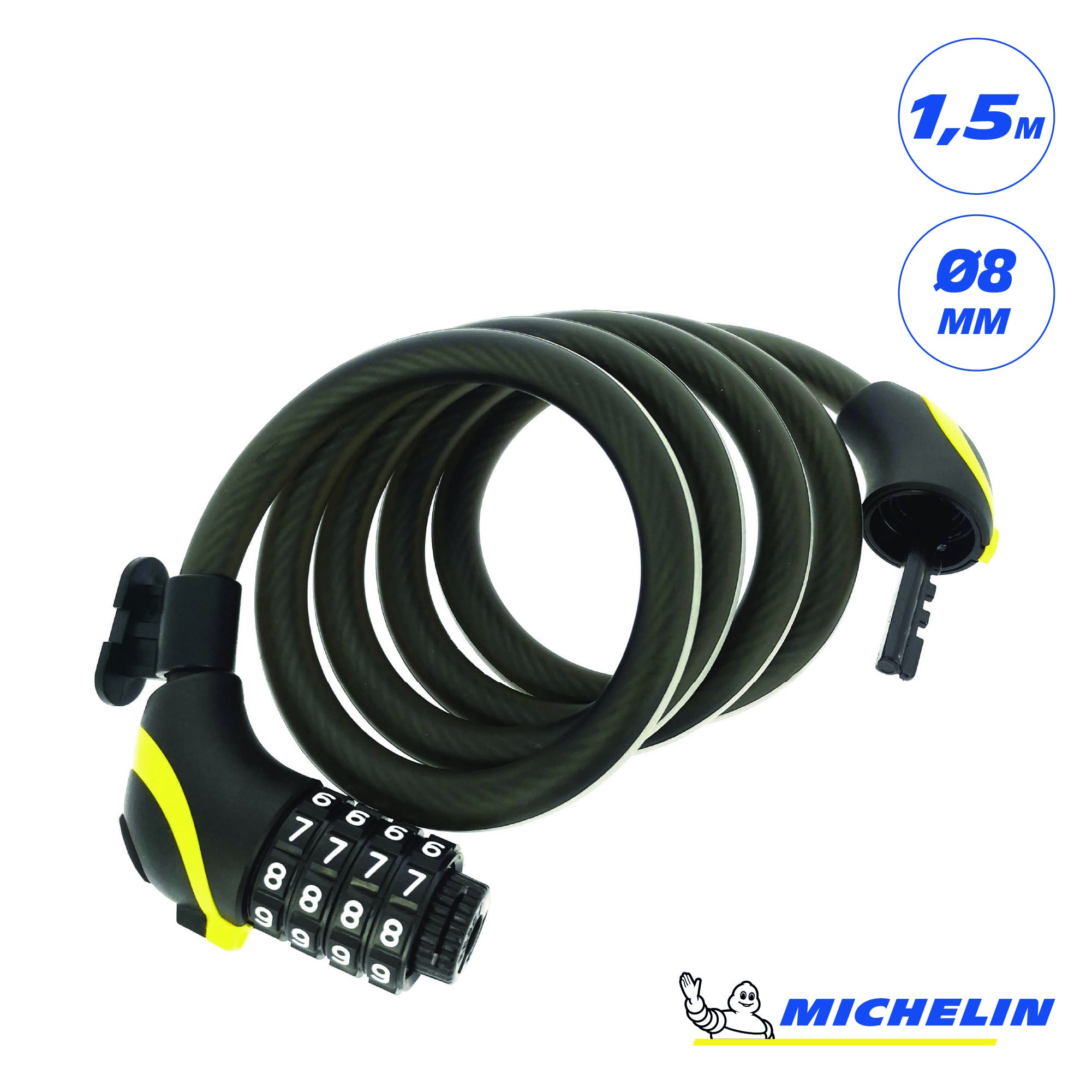 Antivol Vélo Spiral Michelin – Diamètre 25mm – Longueur 1,20m – À Clé – Neuf