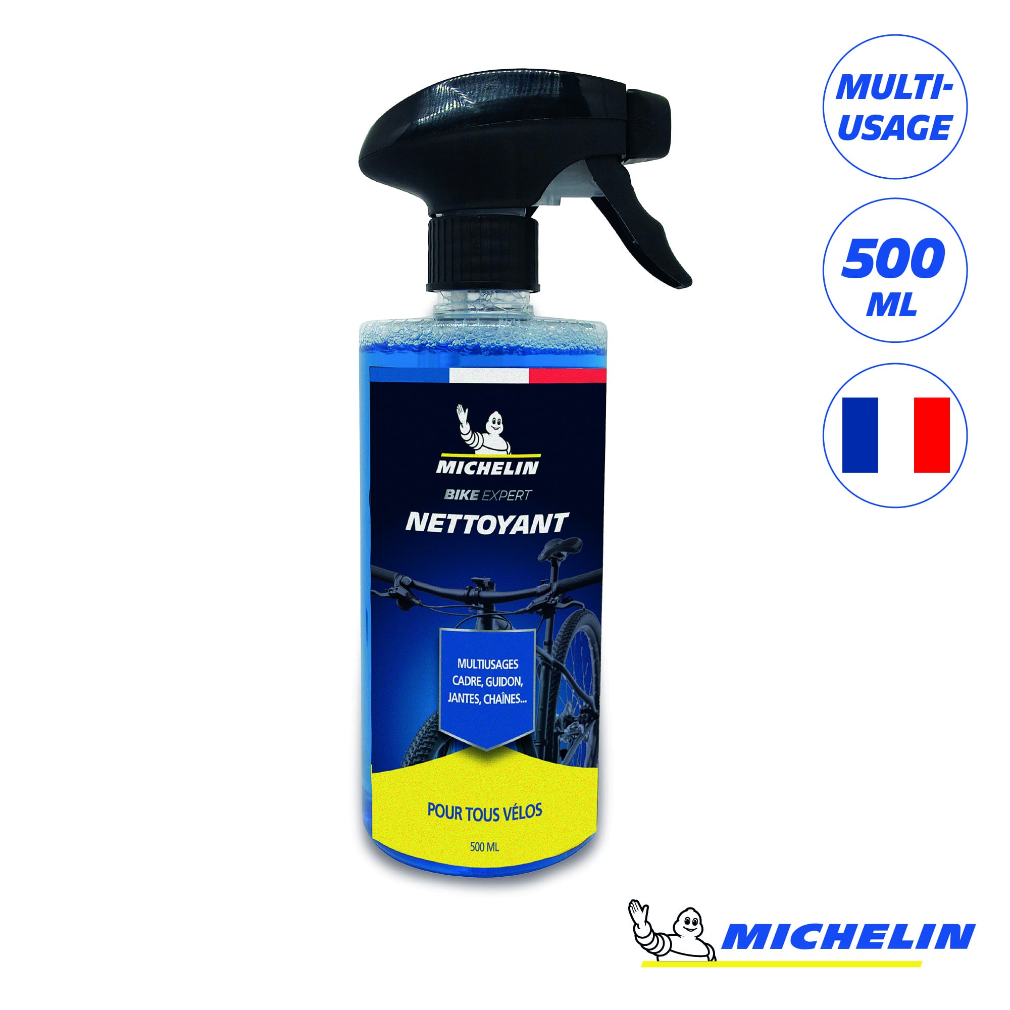 Nettoyant Vélo MICHELIN 500 Ml – Parfum Agrumes, Dégraissant Multi-usages, Sans Traces, Fabriqué En France, Flacon Ergonomique