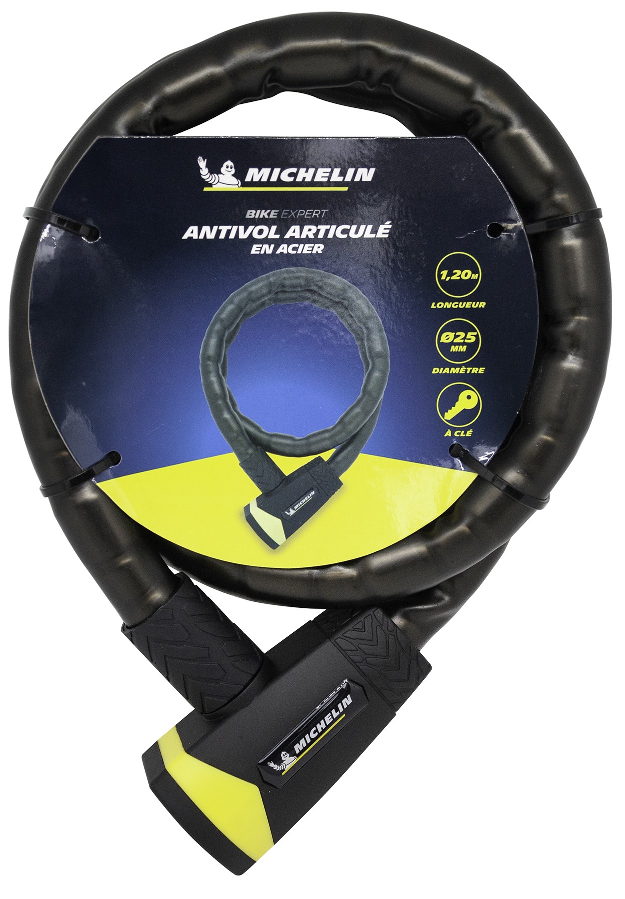 Michelin ANTIVOL VELO ARTICULE A CLE DIAM 25mm L 1,20M