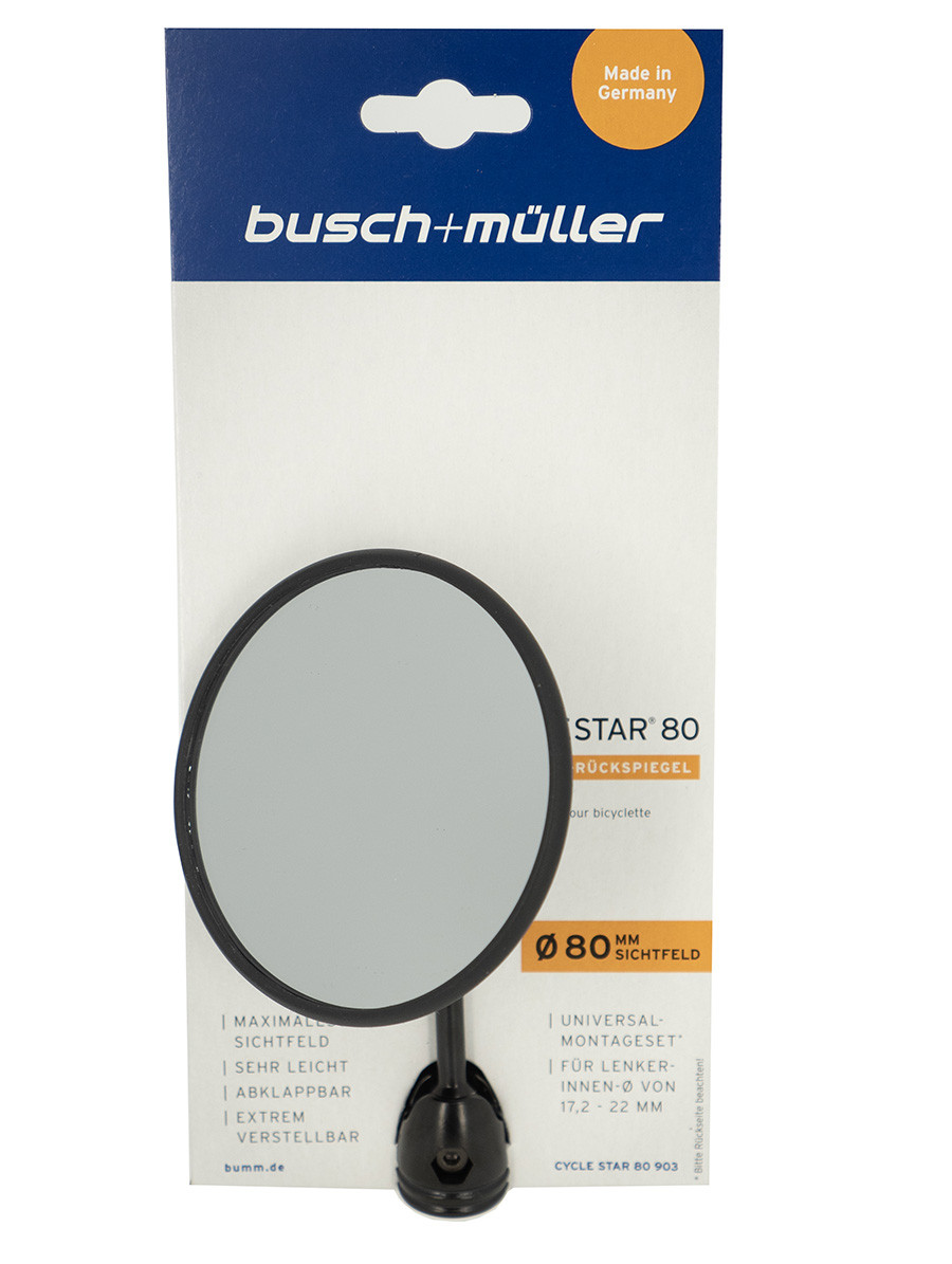Busch&Müller Rétroviseur Cycle Star 80mm petite tige courbée (M)